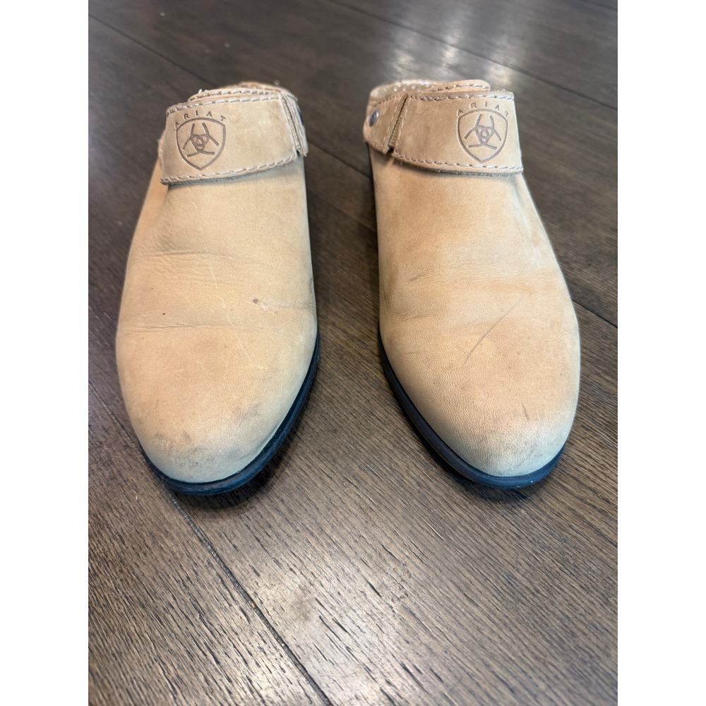 Ariat Womens Tan Leather ATS Clogs Slip On Mules Block Heel Round Toe Shoes 8.5